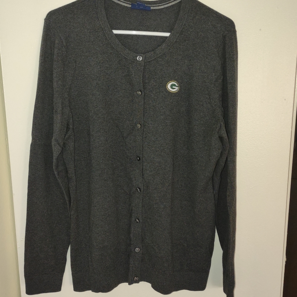 Green Bay Packers Grey Cardigan